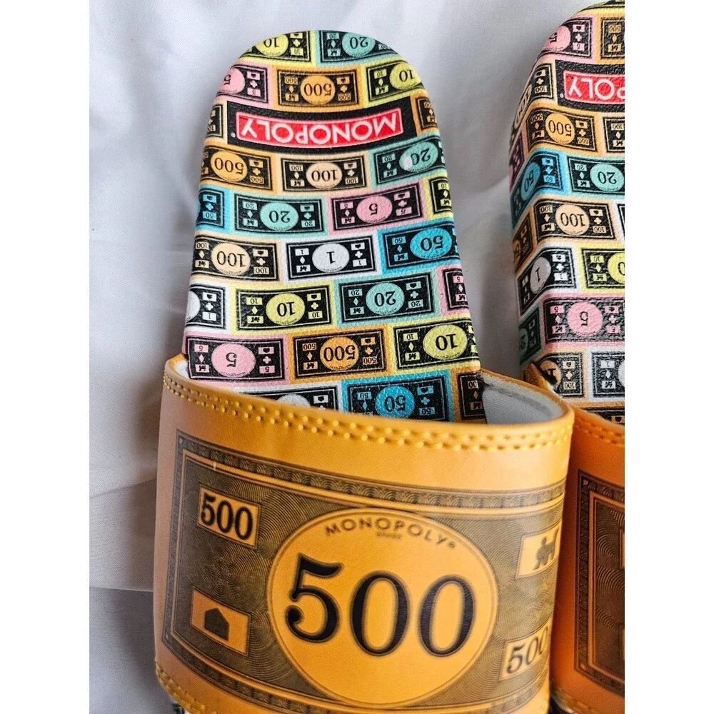 ODD SOX Monopoly Money Slides -Soft Slip-On Sandals- Med Size for Men‎ & Women